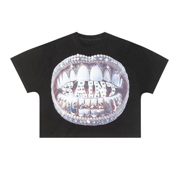Billionaire Studios Charming Saints Shiny Mouth Pattern T Shirt